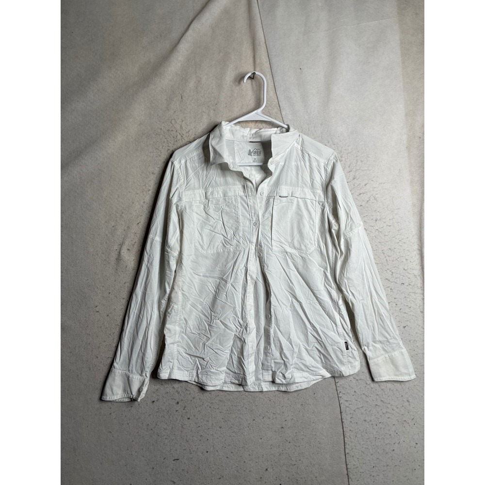 REI Co-op Womens White Long Sleeve Hiking Button Up Shirt Size M 18743-S20